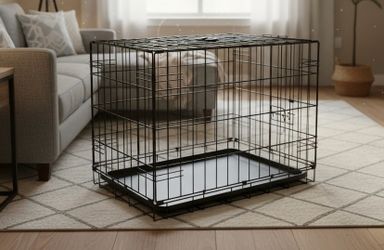 24x17x19in Black Metal Double Door Dog Pet Animal Cage Containment Crate! Great for dogs 30lbs and under.