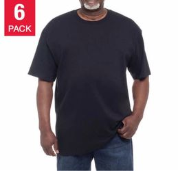NWT Kirkland Signature Men's Crew Neck Tee, 6-pack Black XXL