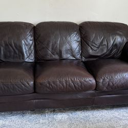 Brown Italian Leather Couch 