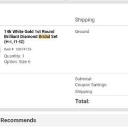 14k White Gold 1ct Round brilliant Diamond Bridal Set Ring