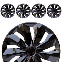 Hubcap Wheel Cover Replacement R16 Hub Caps Universal Wheel Rim Cover ABS Material Exterior Accessories for Car Truck SUV -Set of 4（16-inch，Black）