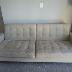 Mid-Century Modern Tufted Sleeper Sofa / Futon - Beige