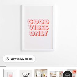 Crate And Barrel Good Vibes Only Framed Wall Art