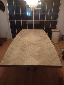 Vintage Genuine Marble Inlaid Dining Table