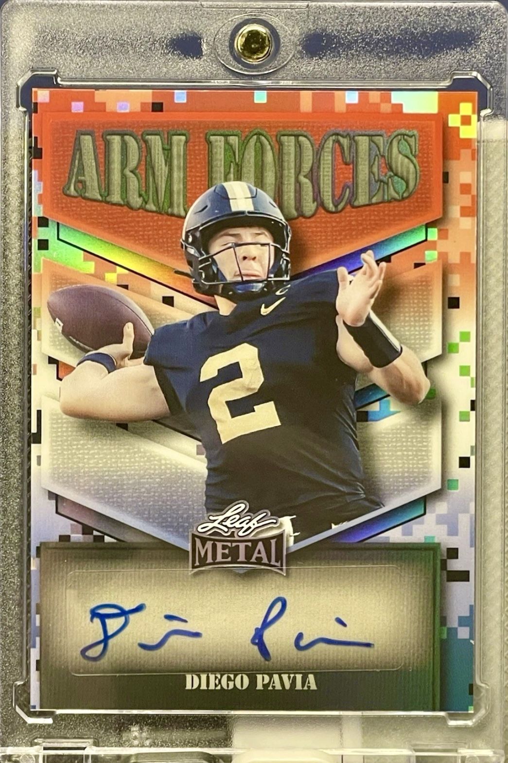 DIEGO PAVIA Vanderbilt QB signed 2025 Leaf Metal RWB ARM FORCES PRISMATIC 2/3