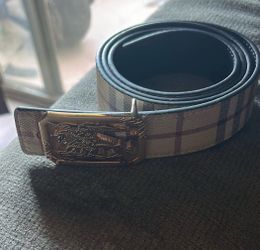 Burberry Check Belt with Gold Buckle