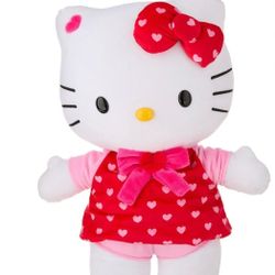 Valentines Day Plush Greeter Hello Kitty Love Is Sweet W/ Red Dress San Río 17 Inch