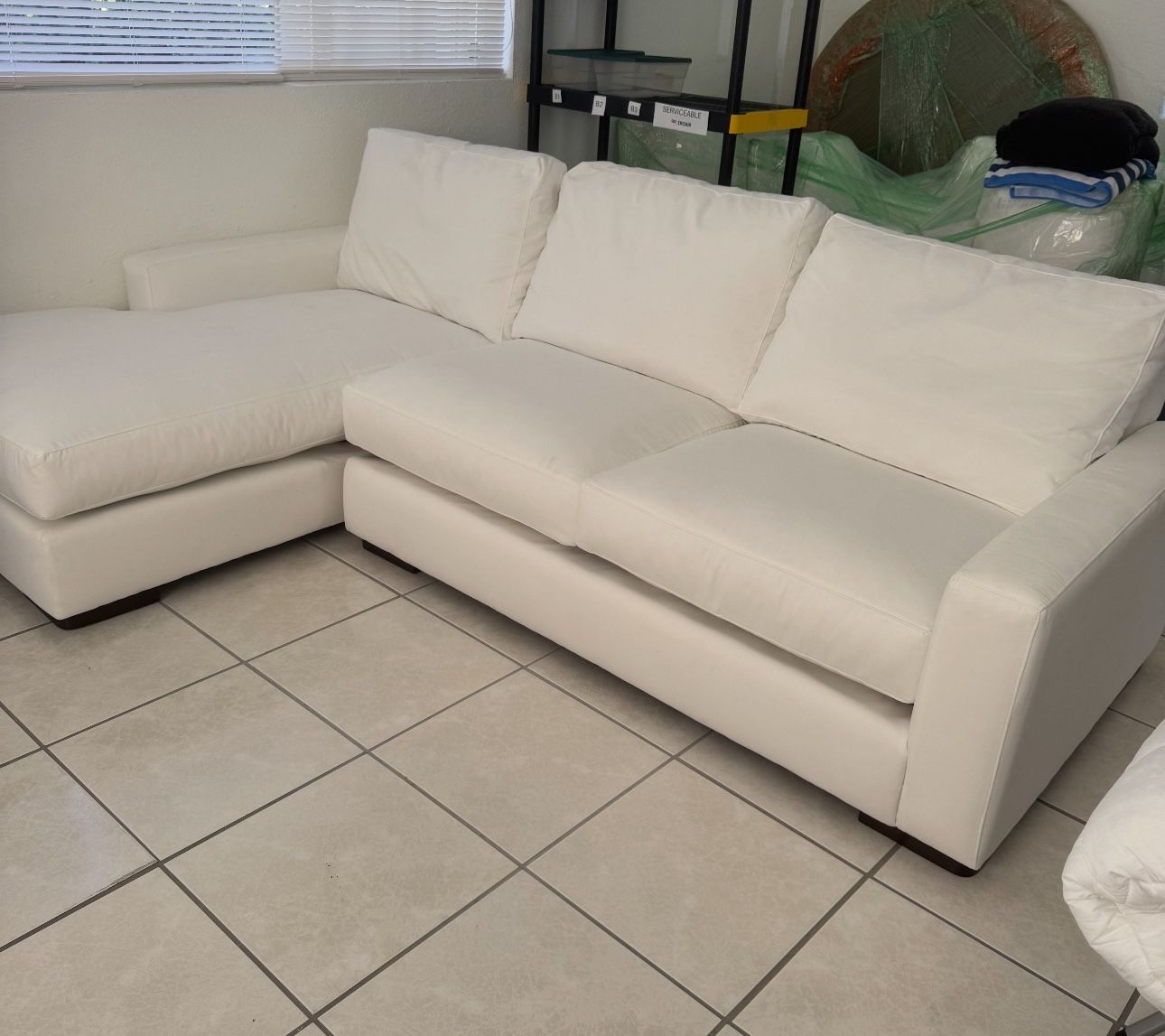 White Sofa chaise Sectional With Love Seat NEW Bought 5/18