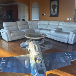 Cream Leather Sectional