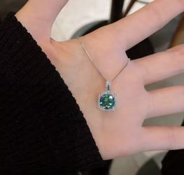 Pendant Necklace 925 Sterling Silver Ideal Cut Diamond