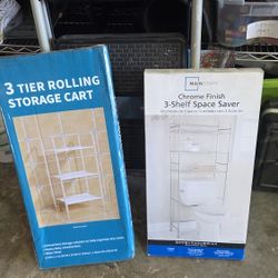 2 shelves racks in the bathroom