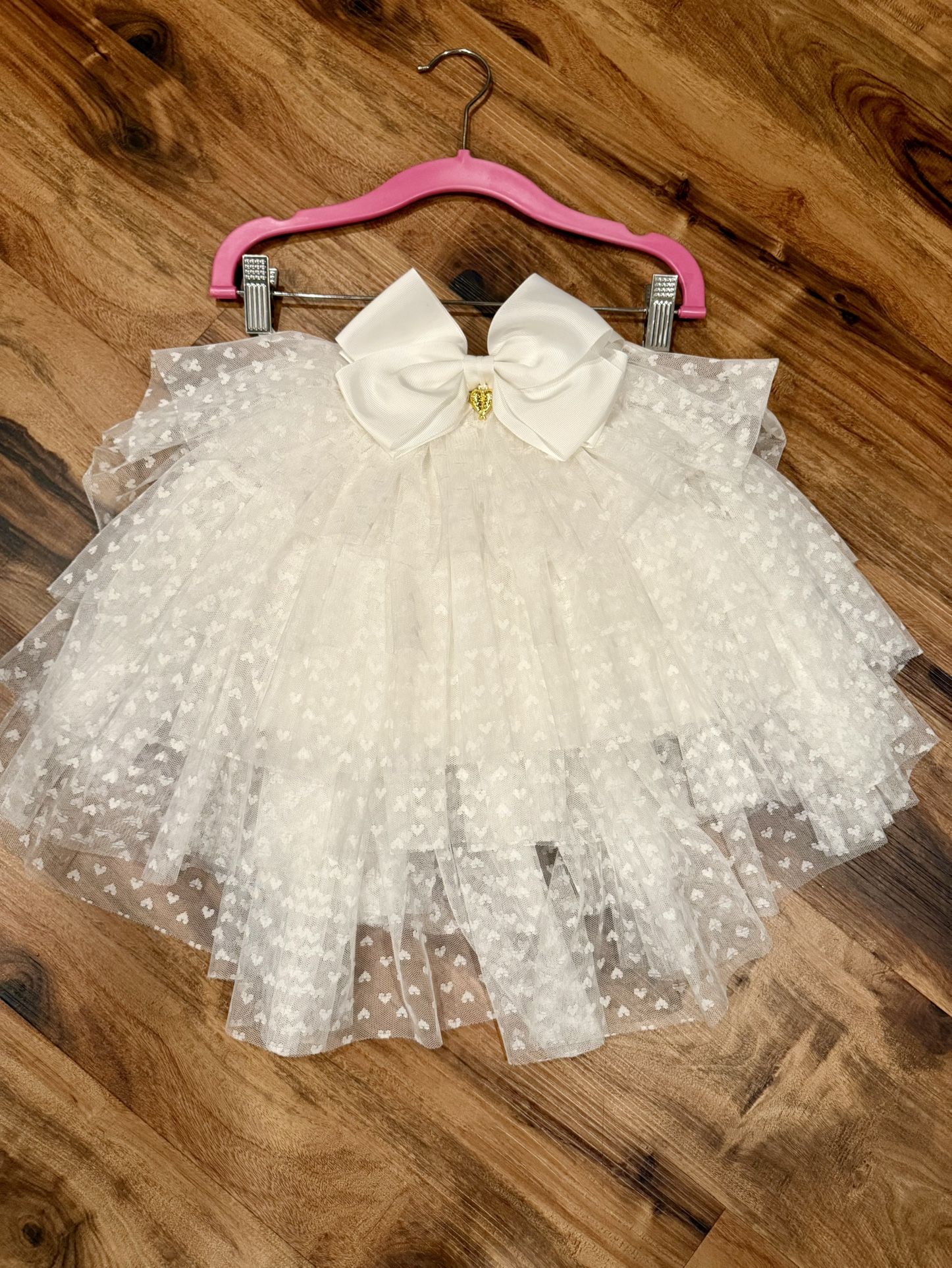 Angels Face White Tulle Heart & Bow Skirt Sz 4 & 5 