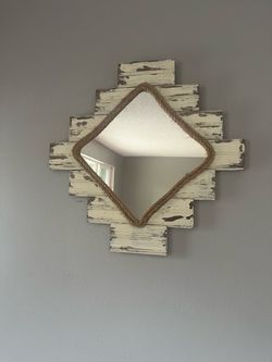 Rustic Farmhouse Wall Mirror with Rope Detail