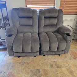 🔥 Power Reclining Loveseat w/ Heat & Massage – Excellent Condition🔥