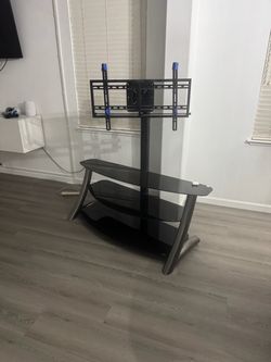 Black Glass TV Stand with Mount