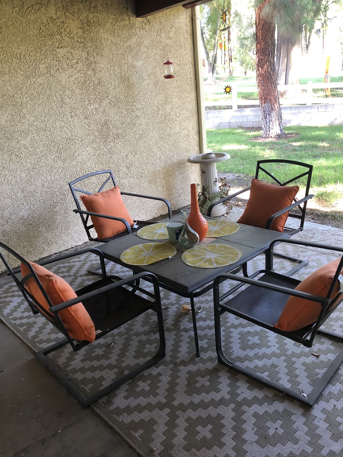 Patio Set With 4 Chairs And 4 Pillows