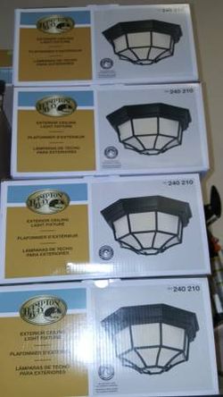 Hampton Bay Outdoor Flush Ceiling Light Fixture - Black Finish Frosted