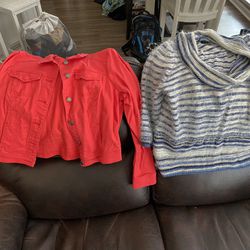 Petite XL Denim Jacket & New Sweater 