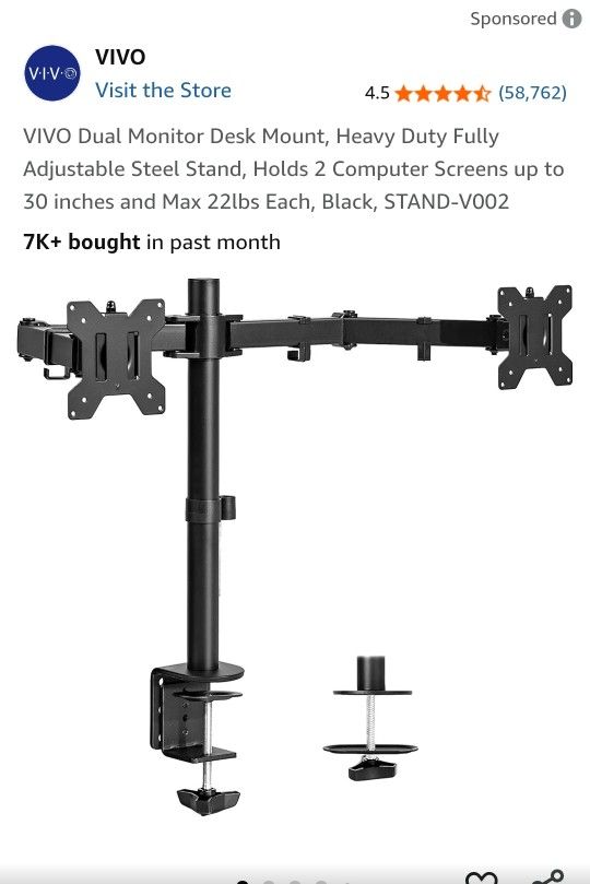 Vivo Dual Monitor Desk Mount