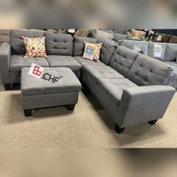 3 Pc Livingroom sectional sofa with ottoman