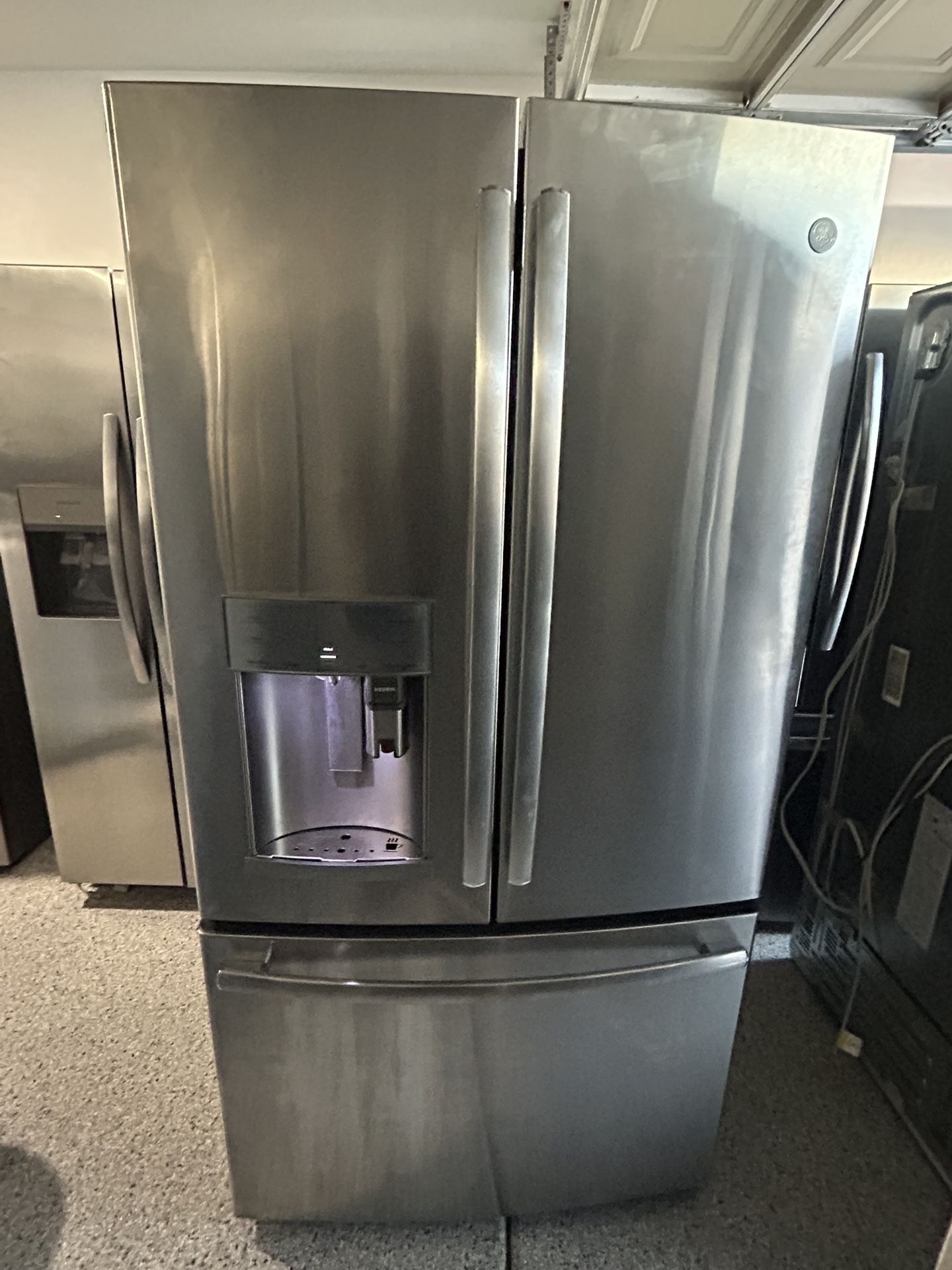 Brand New GE Profile Refrigerator With Keurig Maker On Refrigerator Door Three Door Bottom Freezer $900