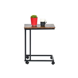 Homy Casa Jenden 20” C-Shaped Sofa End Table, Mobile Labtop Side Table with Wheels