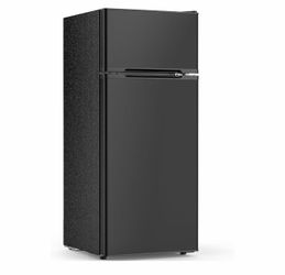 Black Satin Mini Fridge with Freezer [4.5 Cu.Ft]