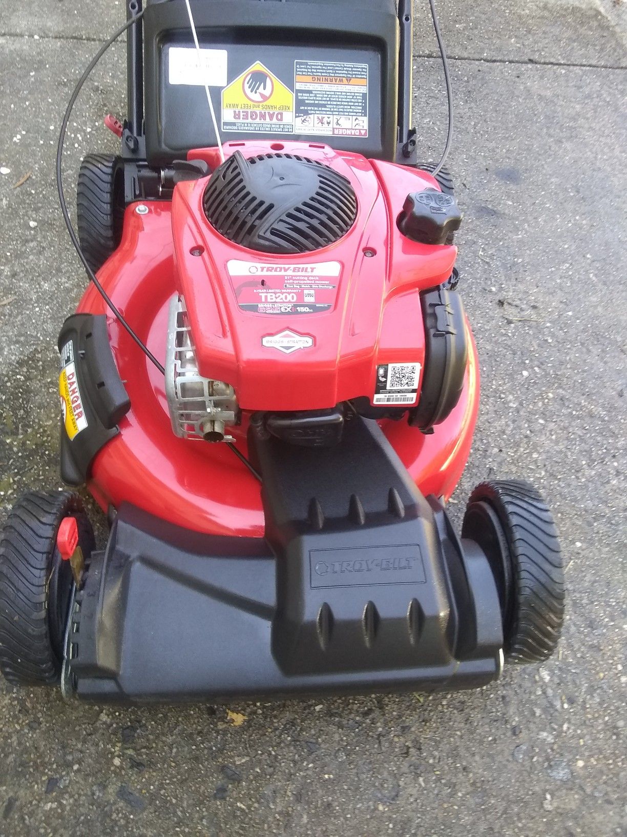 New 200 Troy Bilt self propeller bagger mower