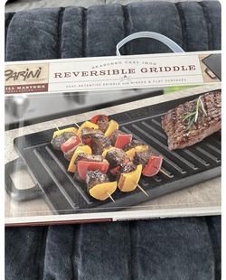 Heavy Large Parini Reversible Griddle w/ Ridged Flat Surfaces - 20.9 CAST  IRON