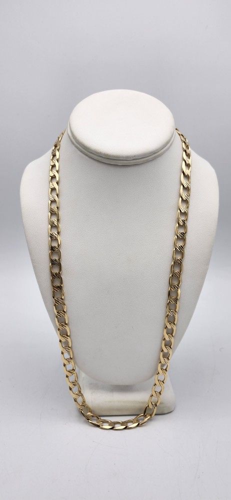 14kt Diamond Cut Solid Curb Link Chain 76.7G 26"