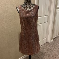 Womens Animal Print/leopard Sequins Dress, Size M, $15