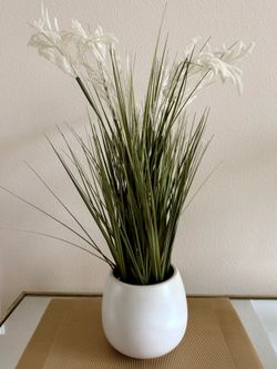 Staging table top arrangement artificial flower plant in ceramic pot