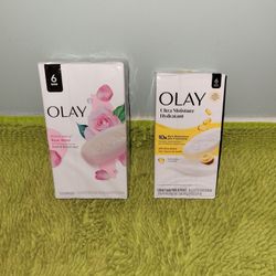 2 Pack Olay 6 Bar Soap Rose Water/  Shea Butter 