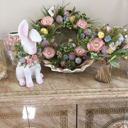 Easter decor - wreath, bunny ,table piece