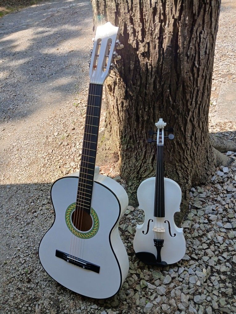 Brand New Violin And Acoustic Guitar Set