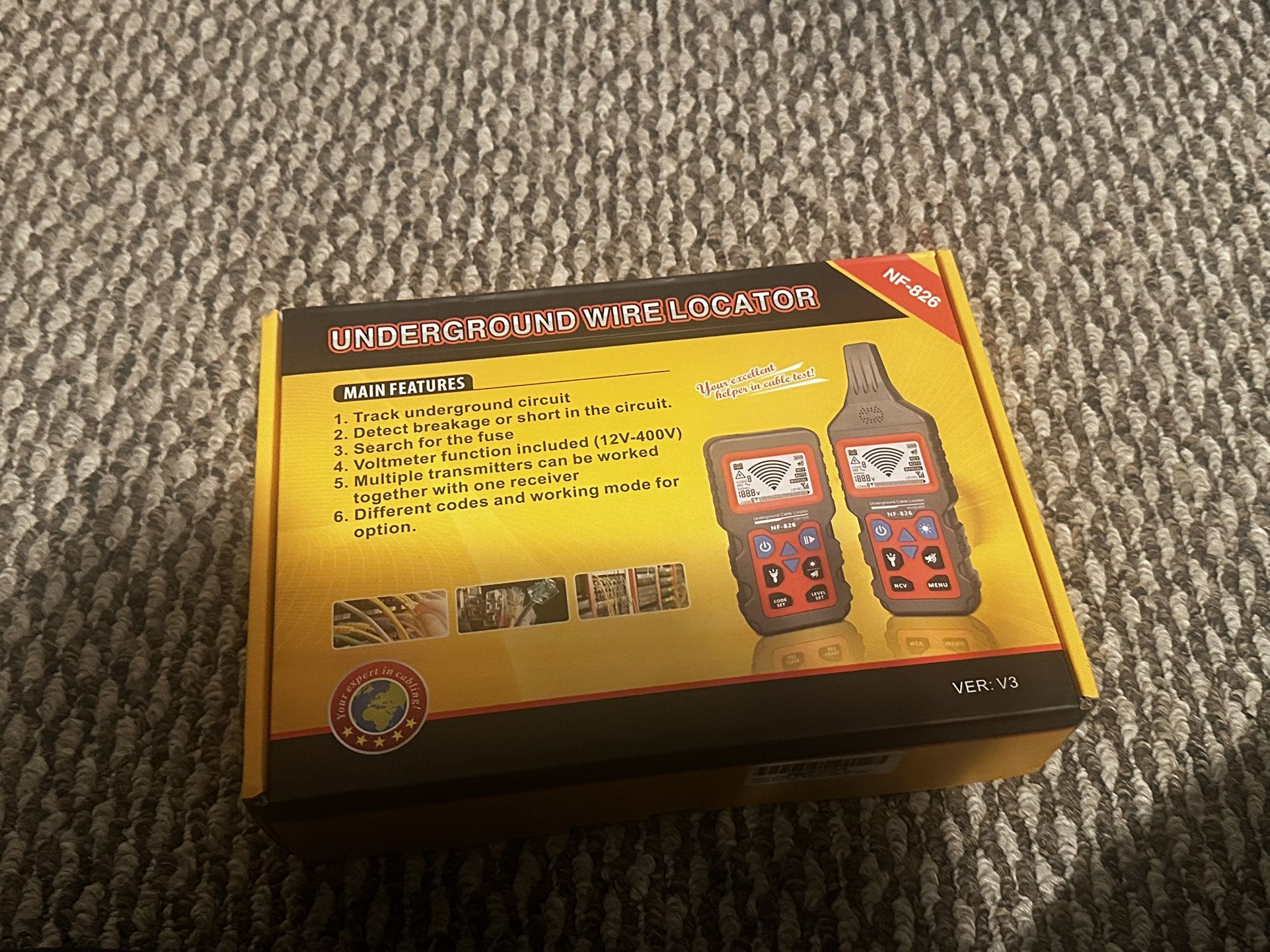 NOYAFA NF-826 Underground Cable Locator Wire Tracker, for Dog Fence Cables Irrigation. Wall and Underground Pipeline Wire Detector. Test Short Circuit