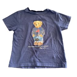 Polo Ralph Lauren Boys Polo American Bear shirt Size 3/3T Blue Short Sleeve