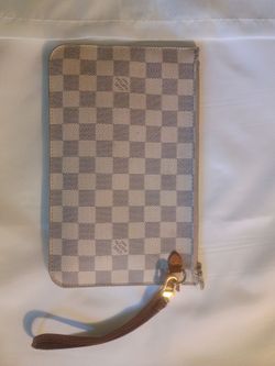 Authentic Louis Vuitton Damier Azur Neverfull Pochette / Wristlet (SD0185)