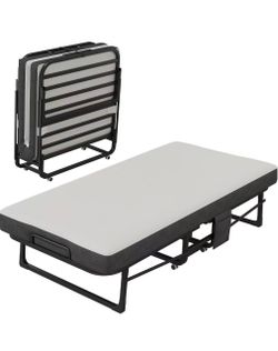 Folding Rollaway Guest Bed with Mattress