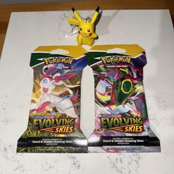 Pokemon TCG: Sword & Shield - Evolving Skies Sleeved Booster Packs, 2 Packs Lot