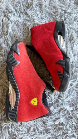 Size 11 Jordan Air Jordan 14 Retro Ferrari Red Black Yellow Suede 654459-670.