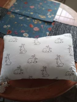 White Bunny Print Decorative Throw Pillow