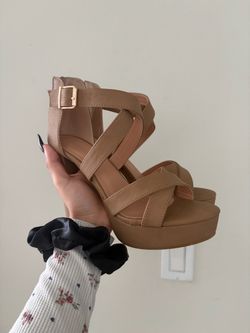 Nude Platform Strappy Heels