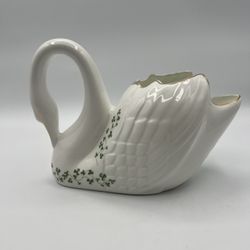 Vintage Royal Tara Ireland Bone China Shamrock Swan Base Planter Figurine 