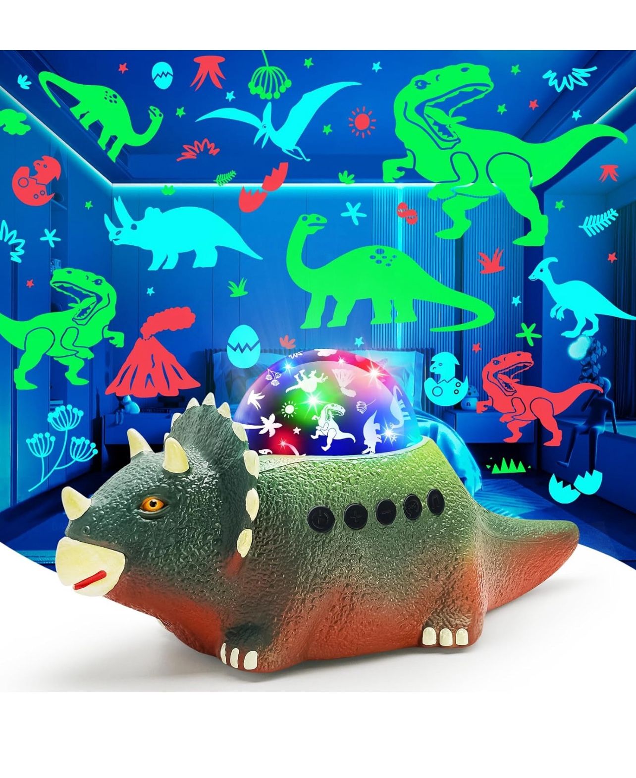 Brandnew Dinosaur Night Light Projector for Kids with 8 Color Modes,14 Sleep Sounds & 360°Rotation,Projection Lights for Bedroom,Walking Dinosaur Toys