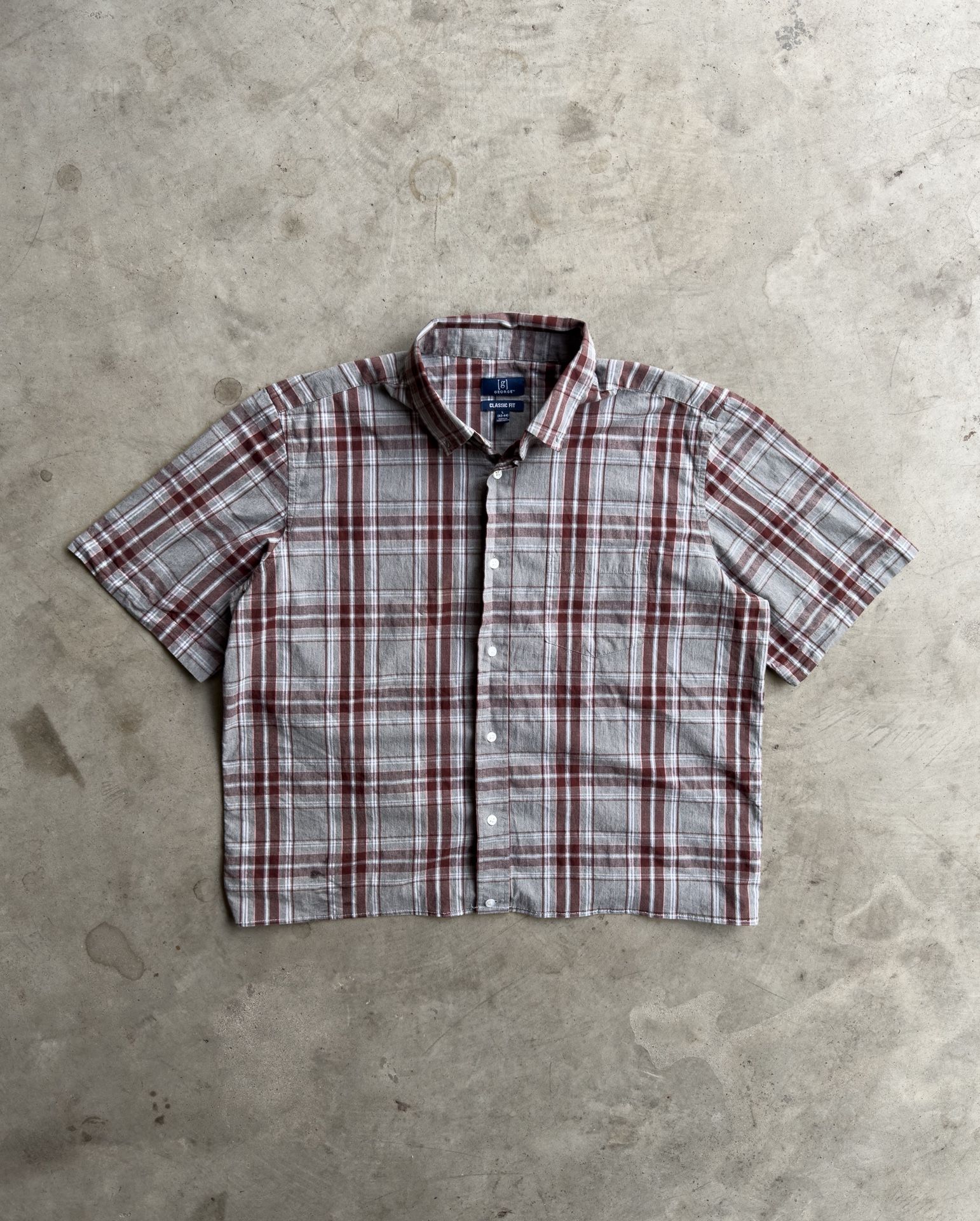 Vintage Cropped Plaid Button Down Shirt - L