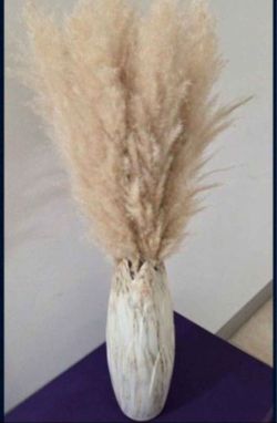 20" Angled Edge Ceramic Vase w Tall Pampas Grass @ Lasting Creations