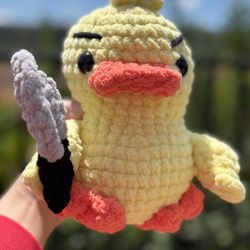 Mad Duck Holding A Knife 🔪 Crochet Plushie 