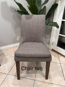 Set of 2 Grey Upholstered Dining Chairs