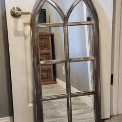 Rustic Arched Window Framed Mirror 